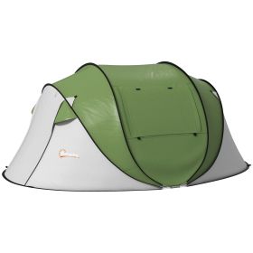 Outsunny Pop Up Tent with Porch and Carry Bag, 3000mm Waterproof, for 2-3 People Camping Hiking, Green
