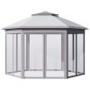 Outsunny 11' x 13' Pop Up Gazebo Canopy Tent with Zippered Mesh Sidewalls and Carrying Bag, Event Tent Shelter for Patio Garden Backyard, Gray