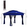 Outsunny 11 x 11 Pop-Up Canopy Gazebo Outdoor Patio Event Tent with Zipper Netting,Carry Bag, UV Protection for Backyard & Garden, Blue