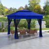 Outsunny 11 x 11 Pop-Up Canopy Gazebo Outdoor Patio Event Tent with Zipper Netting,Carry Bag, UV Protection for Backyard & Garden, Blue