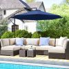 Outsunny 10' Cantilever Tilt Offset Patio Umbrella w/ UV & Water Safe Material & Cross Base (Weight Not Included), Navy Blue