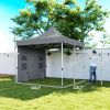 Outsunny 10' x 10' Heavy Duty Pop Up Canopy Tent with Sidewall, UPF50+ Instant Sun Shelter with Storage Pockets, Gray