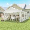 Outsunny 13' x 26' Heavy-Duty Outdoor Carport Party Event Tent, Patio Gazebo Canopy Pavilion with 4 Sidewalls & 8 Windows, White