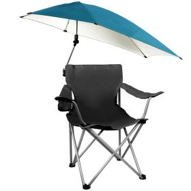 Foldable Beach Chair with Detachable Umbrella Armrest Adjustable Canopy Stool with Cup Holder (Option: Black)