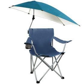 Foldable Beach Chair with Detachable Umbrella Armrest Adjustable Canopy Stool with Cup Holder (Option: Blue)