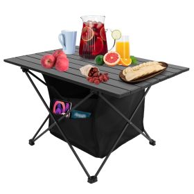 Rolling Foldable Camping Table With Storage Basket (Option: L)